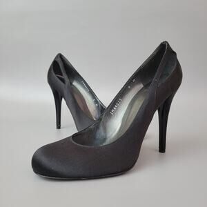 Stuart Weitzman Women’s Sashay Black Satin Size 8 M Stiletto Heel 4.25”H
